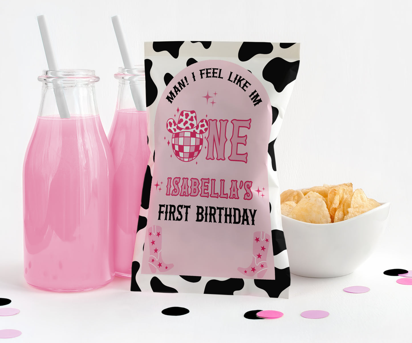 Personalized Disco Cowgirl Potato Chip Bag Wrappers - 12 Ct