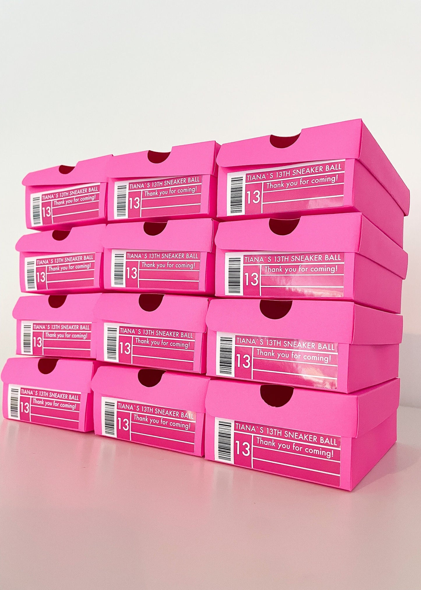 Personalized Hot Pink Mini Sneaker Favor Boxes