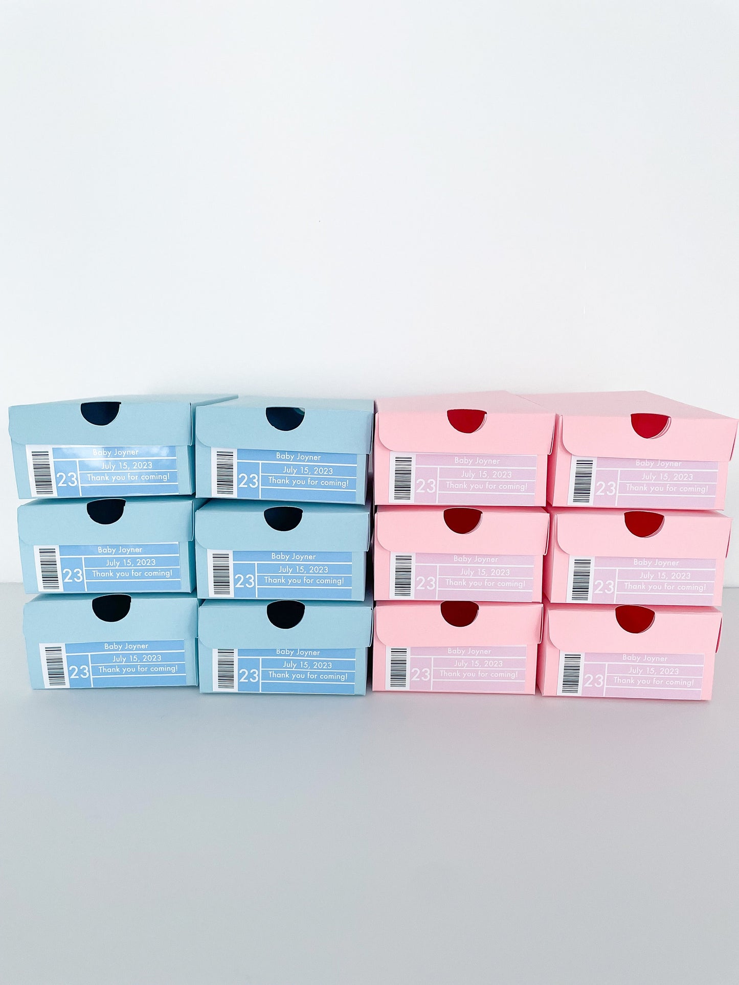 Personalized Pink And Blue Mini Sneaker Favor Boxes