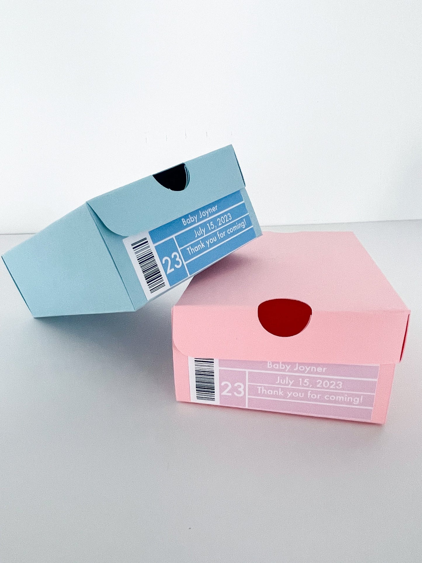 Personalized Pink And Blue Mini Sneaker Favor Boxes