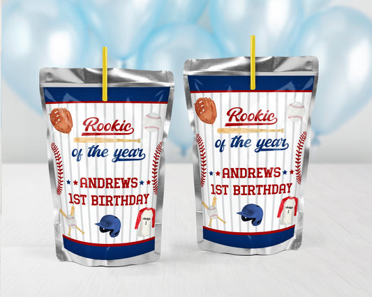 Personalized Rookie Of The Year Juice Pouch Stickers - 12 Ct