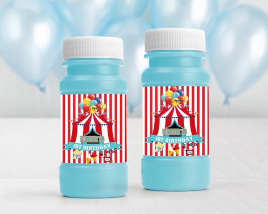 Personalized Carnival 4oz Bubble Bottle Labels - 12 Ct