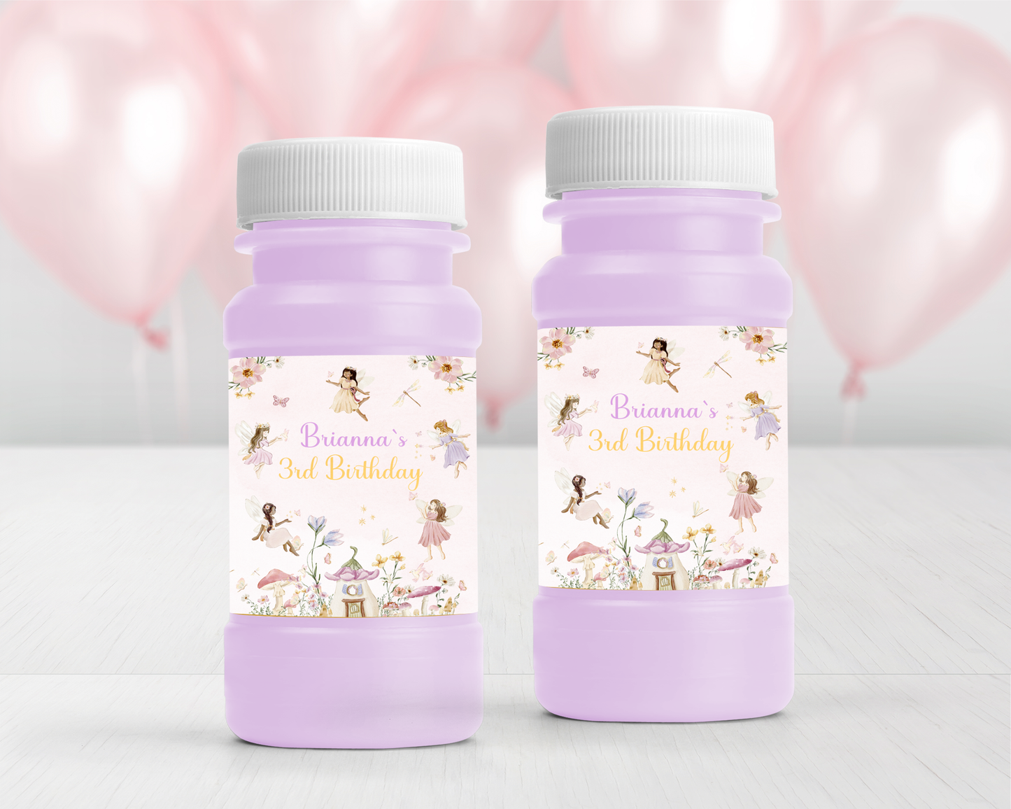 Personalized Fairy Garden 4oz Bubble labels - 12 Ct