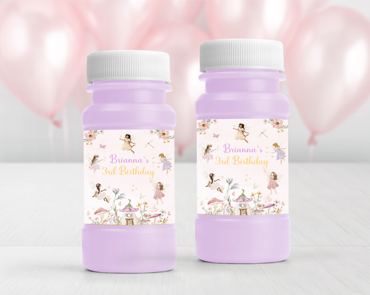 Personalized Fairy Garden 4oz Bubble labels - 12 Ct