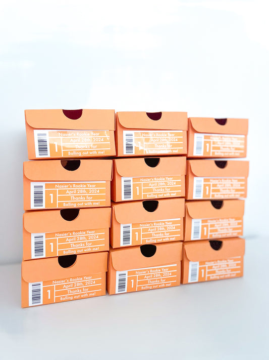 Personalized Orange Mini Sneaker Favor Boxes