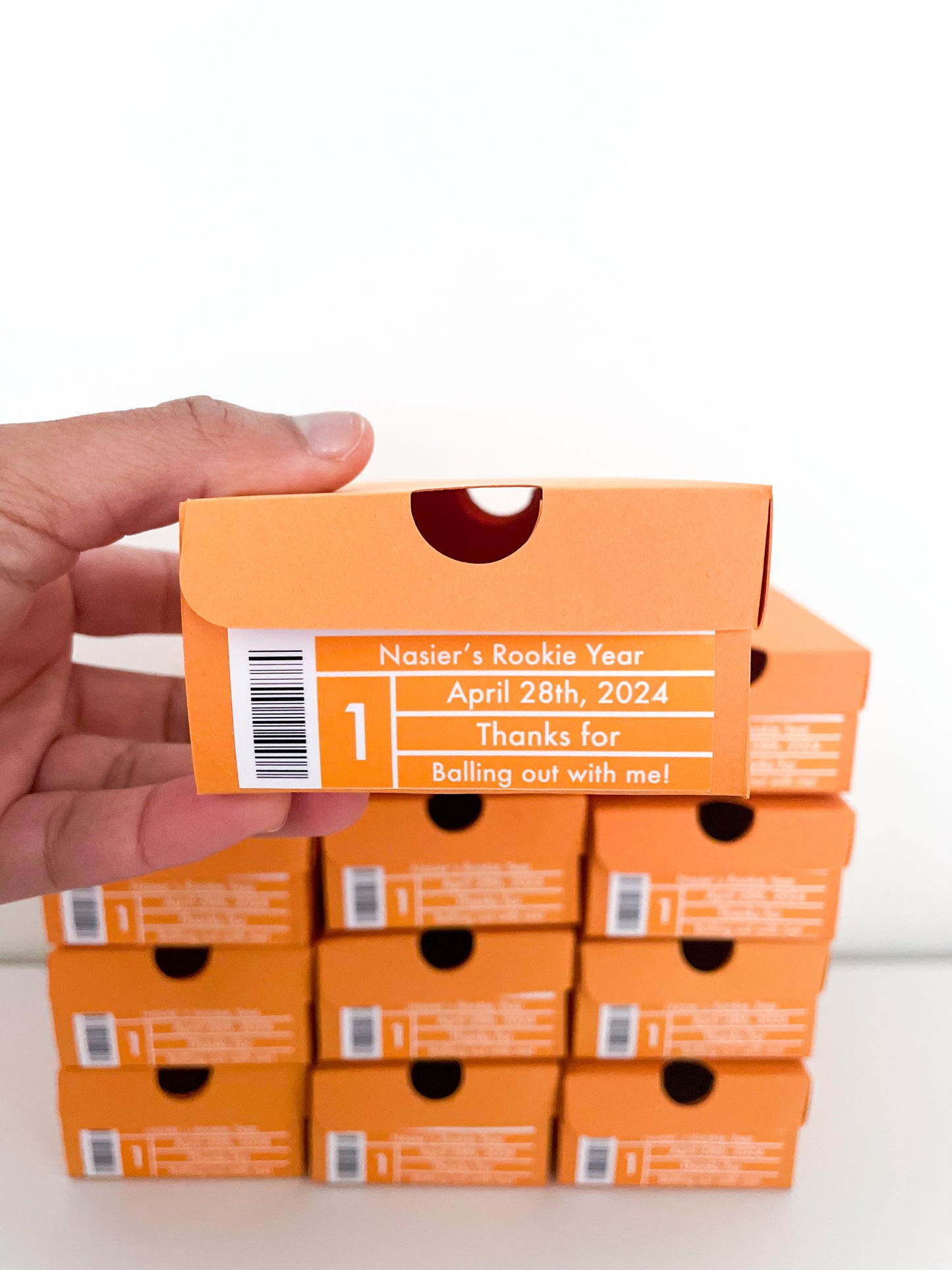 Personalized Orange Mini Sneaker Favor Boxes