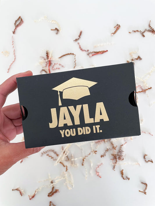 Personalized Graduation Black and Gold Mini Sneaker Gift Box