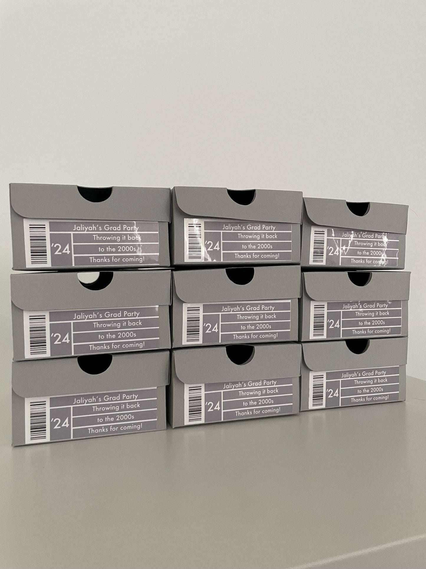 Personalized Grey Mini Sneaker Favor Boxes