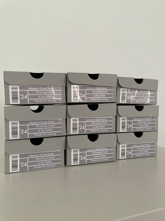 Personalized Grey Mini Sneaker Favor Boxes