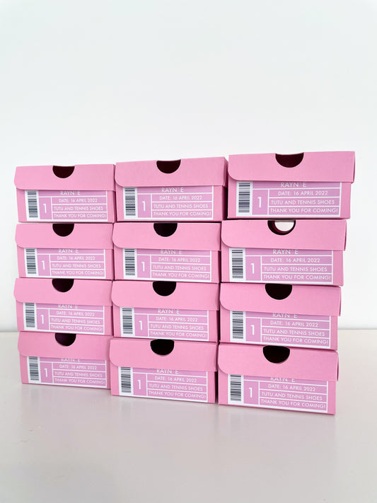 Personalized Cotton Candy Pink Mini Sneaker Favor Boxes