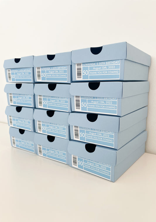 Personalized Light Blue Mini Sneaker Favor Boxes