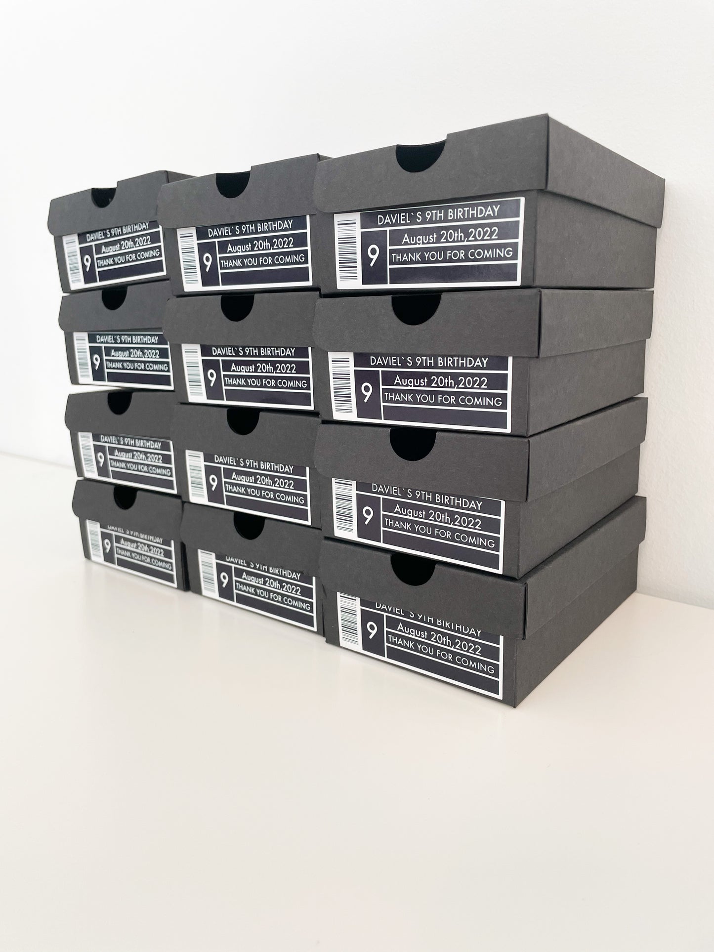 Personalized Black Mini Sneaker Favor Boxes