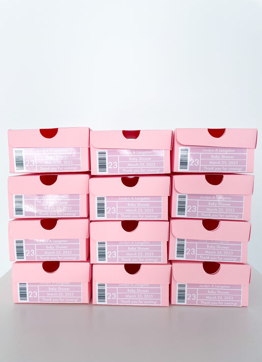 Personalized Light Pink Mini Sneaker Favor Boxes