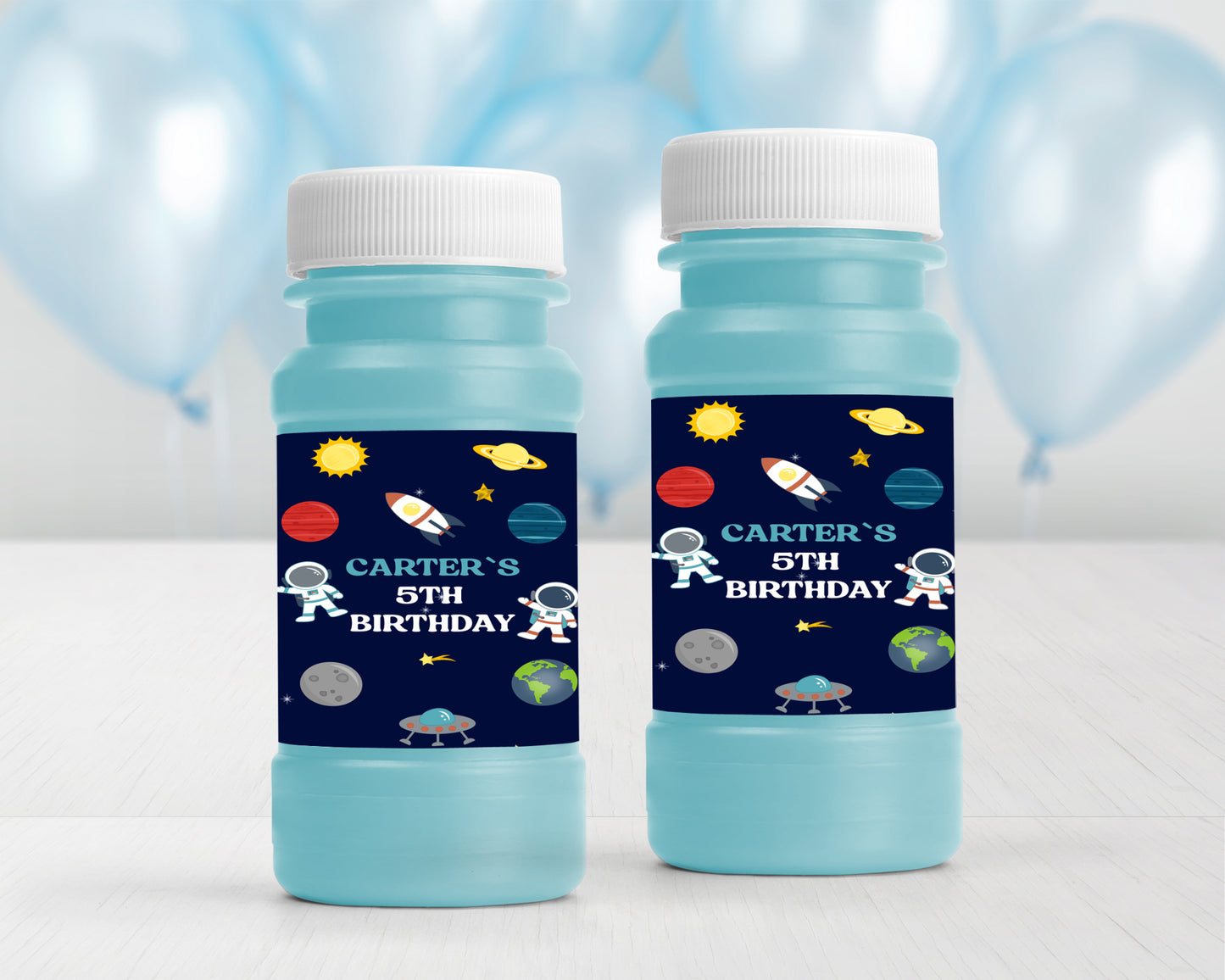 Personalized Outer Space 4oz Bubble labels - 12 Ct