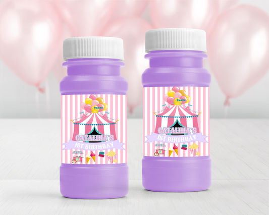 Personalized Pastel Carnival 4oz Bubble labels - 12 Ct