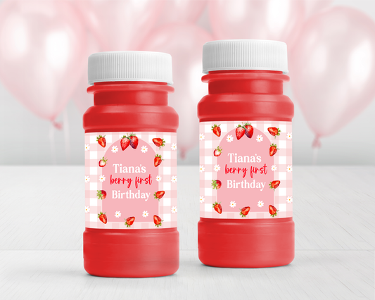 Personalized Strawberry 4oz Bubble labels - 12 Ct