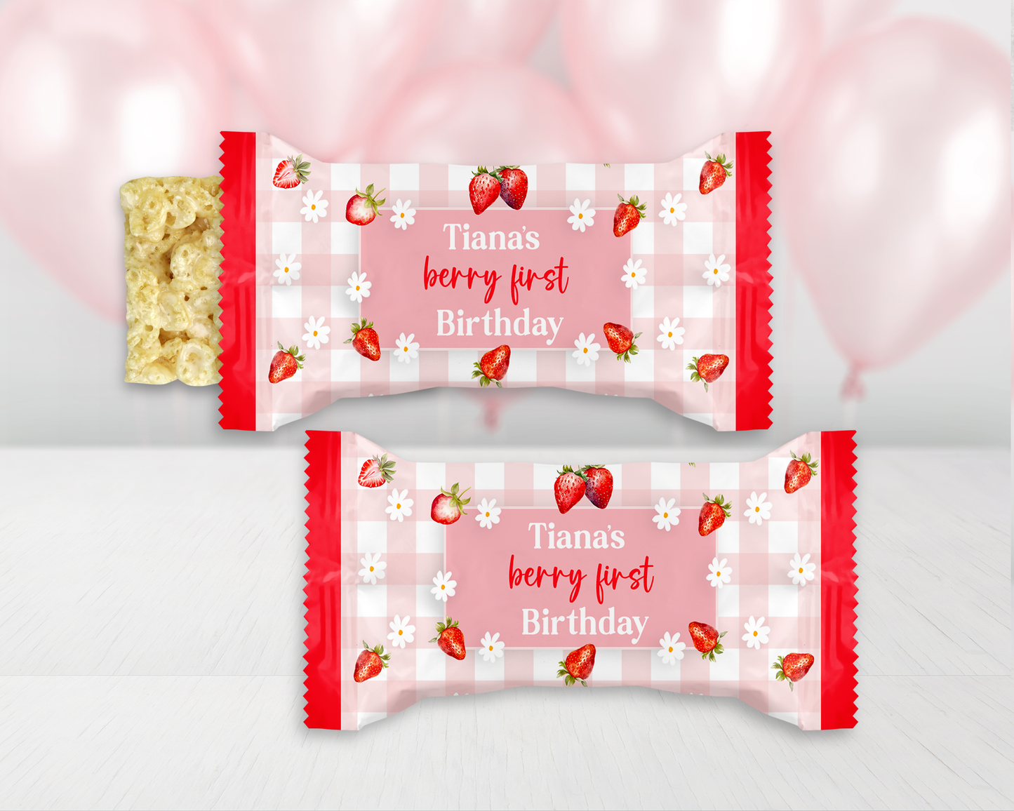 Strawberry Themed Rice Krispy Treats Wrappers - 12 Ct