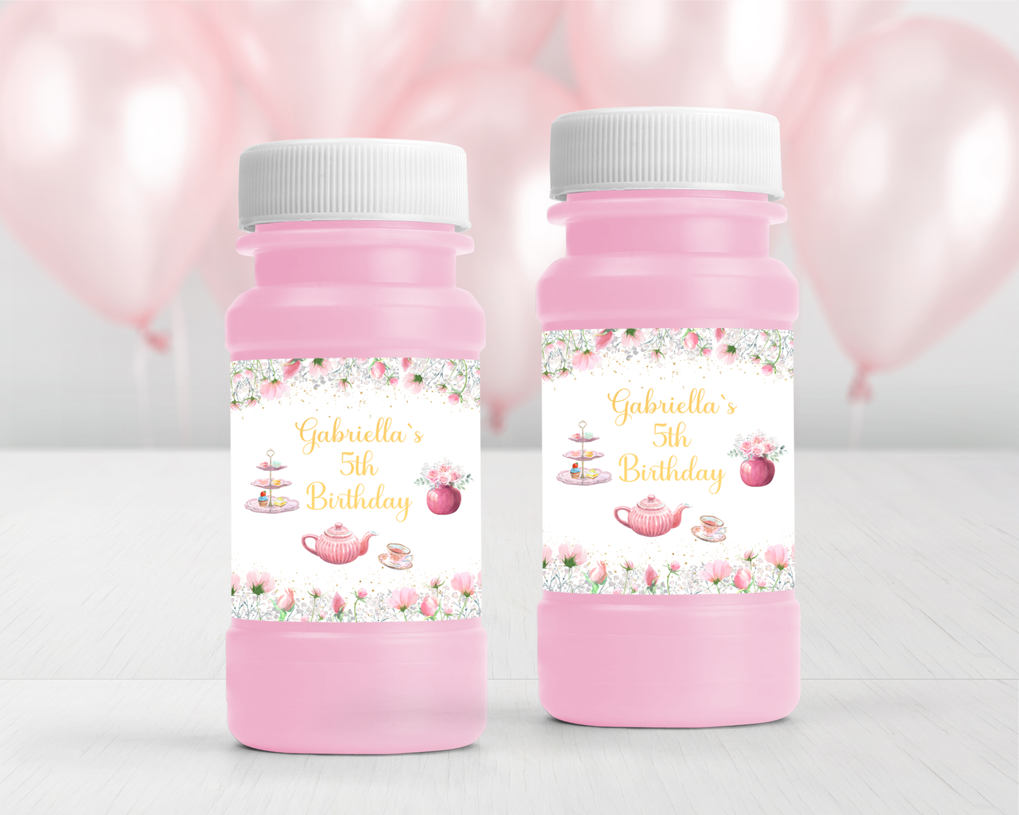 Tea Party 4oz Bubble labels - 12 Ct