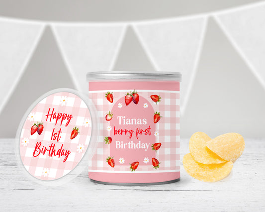 Personalized Strawberry Theme Potato Chip Stack Labels 1.4 oz - 12 Ct