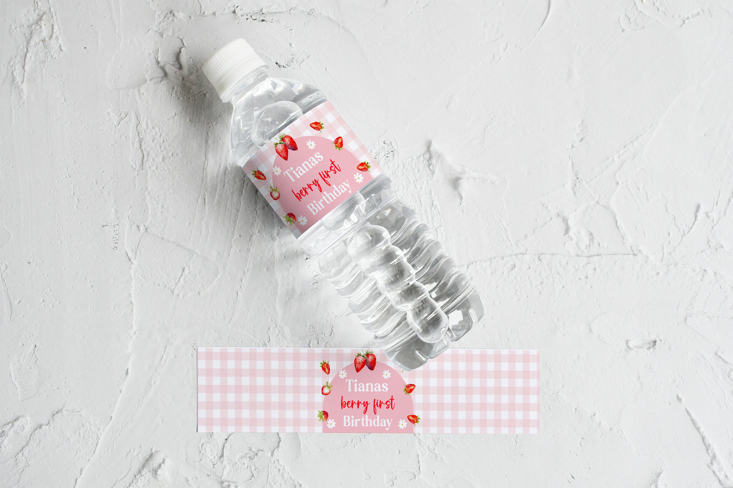 Personalized Strawberry Water Bottle labels - 12 Ct