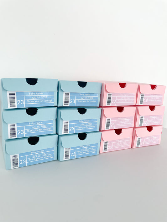 Personalized Pink And Blue Mini Sneaker Favor Boxes