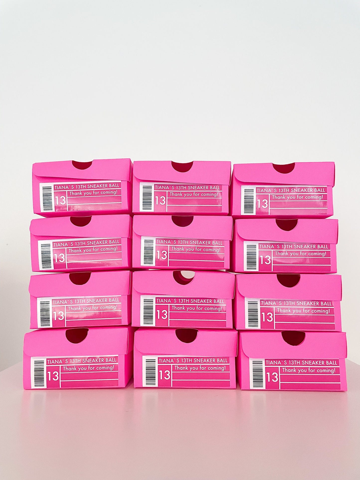 Personalized Hot Pink Mini Sneaker Favor Boxes