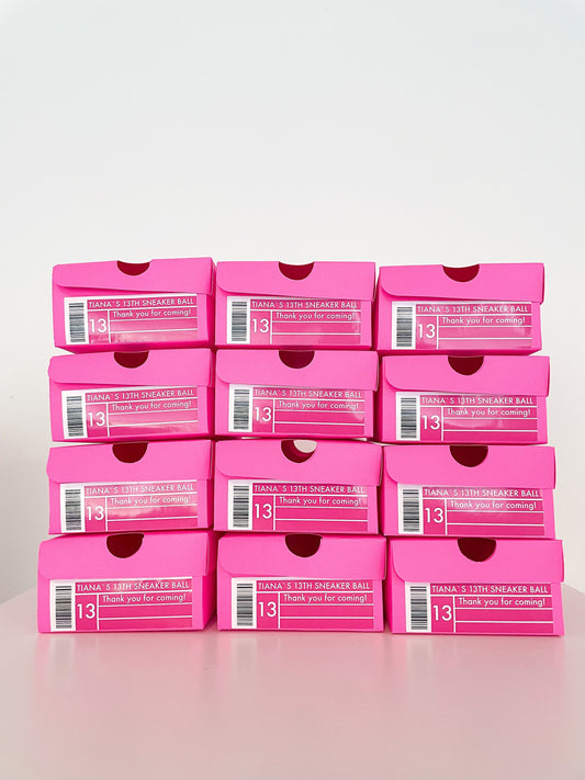 Personalized Hot Pink Mini Sneaker Favor Boxes